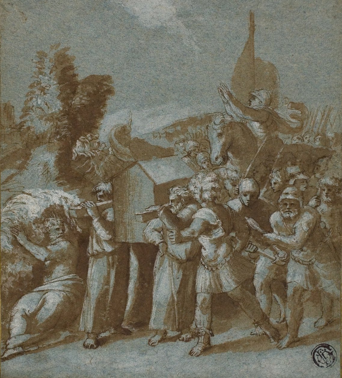 Jozue a Izraelci při přechodu Jordánu od Workshop of Raphael