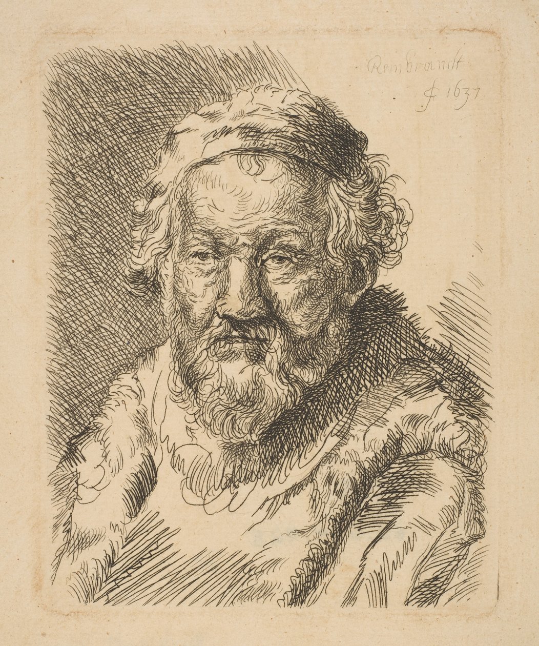 Busta starého muže v kabátě a kožešinovém límci copy.n.d. od Workshop of Rembrandt