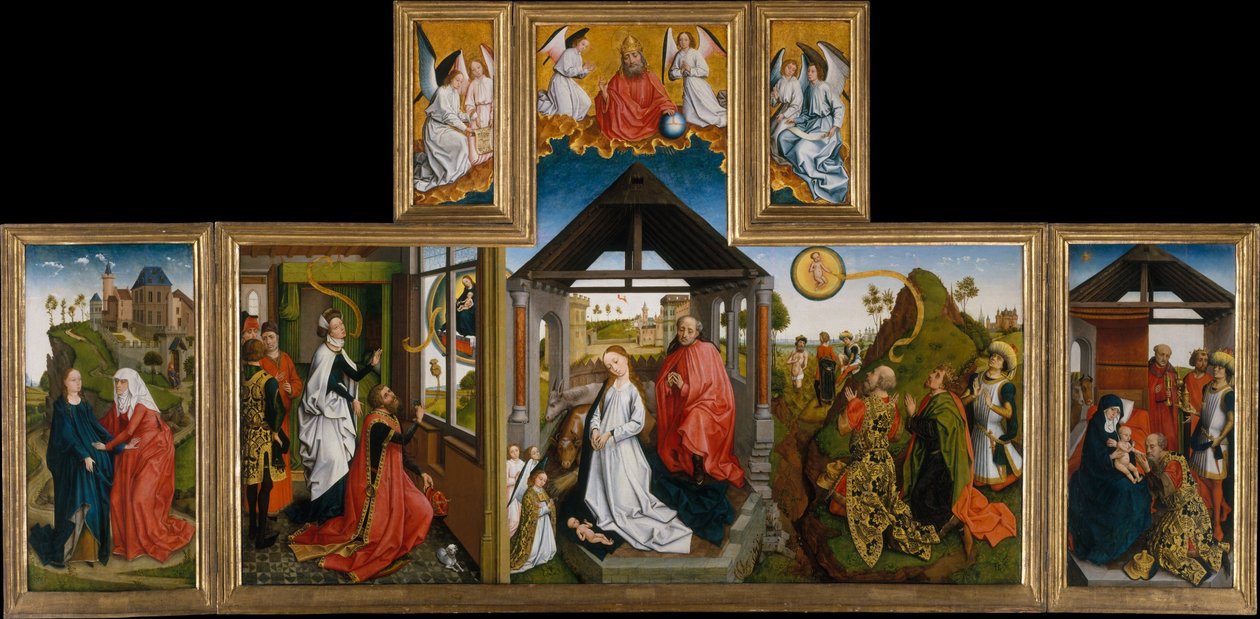 Narození Páně, polovina 15. století (tempera a olej na dřevě) od Workshop of Rogier van der Weyden