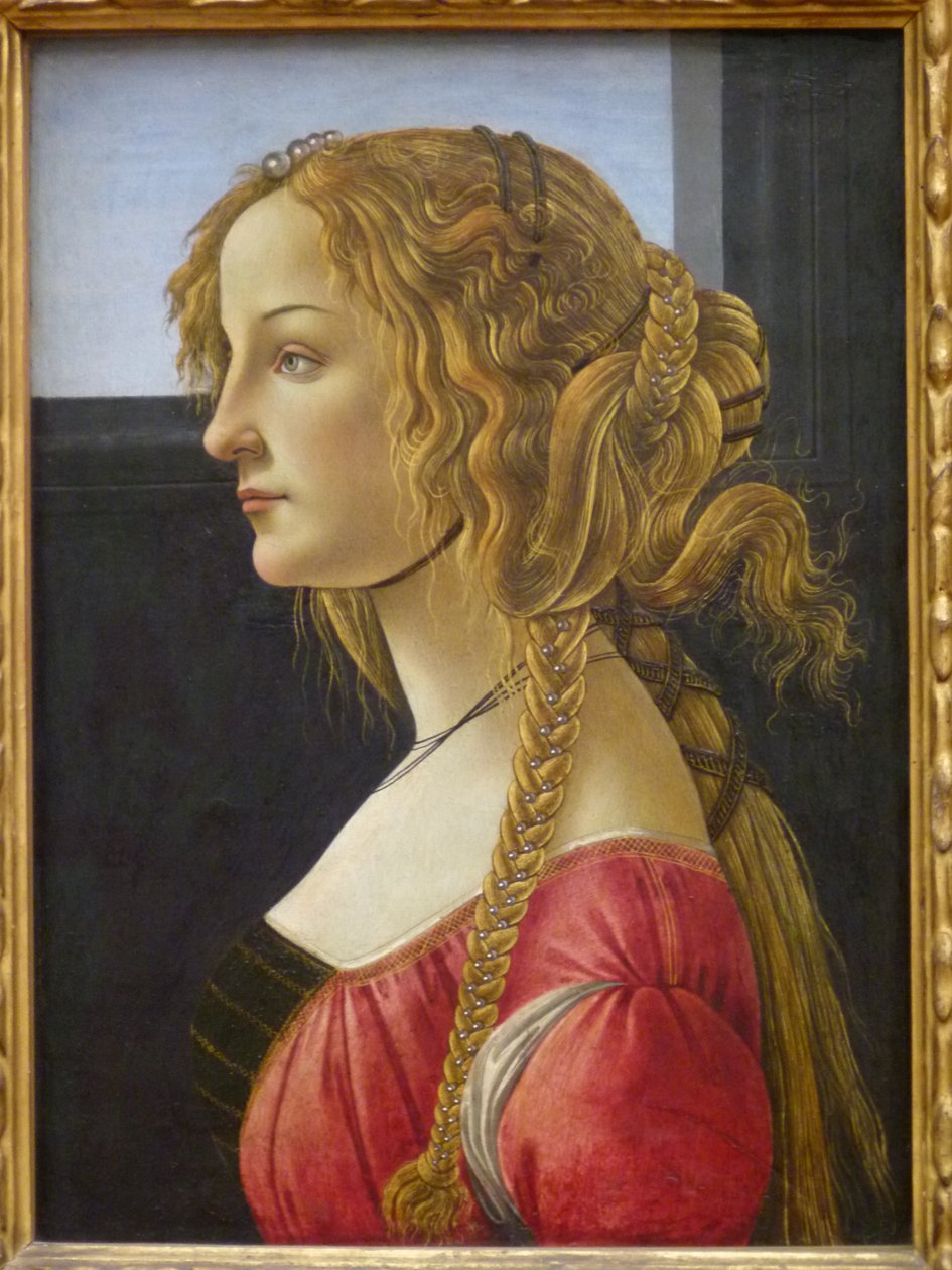 Německy: Profilbildnis einer jungen Frau Profilový portrét mladé ženy, pravděpodobně Simonetta od Workshop of Sandro Botticelli