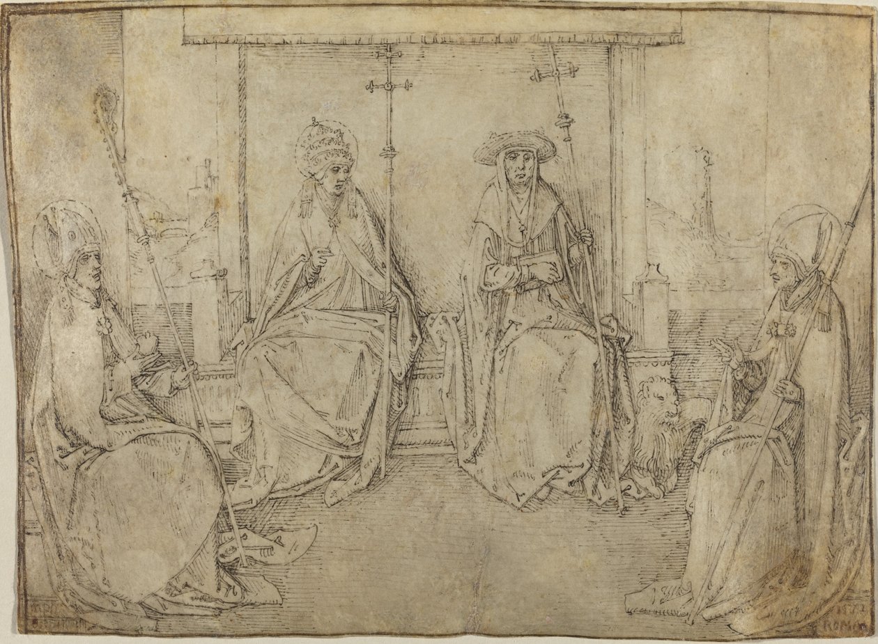 Čtyři latinští otcové církve od Workshop of Valentijn van Orley