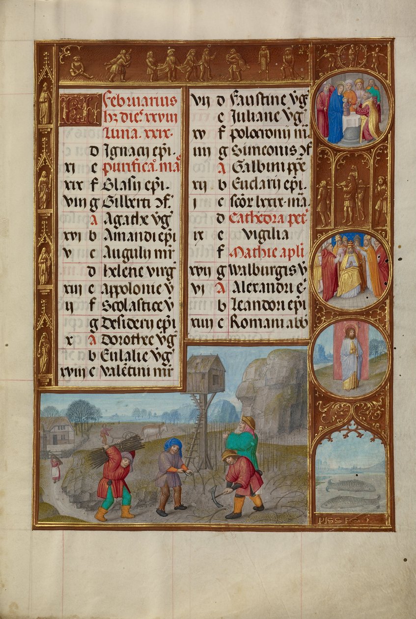 Práce na vinici; Znamení zvěrokruhu ryb od Workshop of the Master of James IV of Scotland