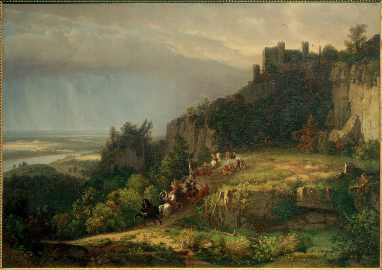 W.Whittredge, bojujte před hradem (Burg Drachenfels) od Worthington Whittredge