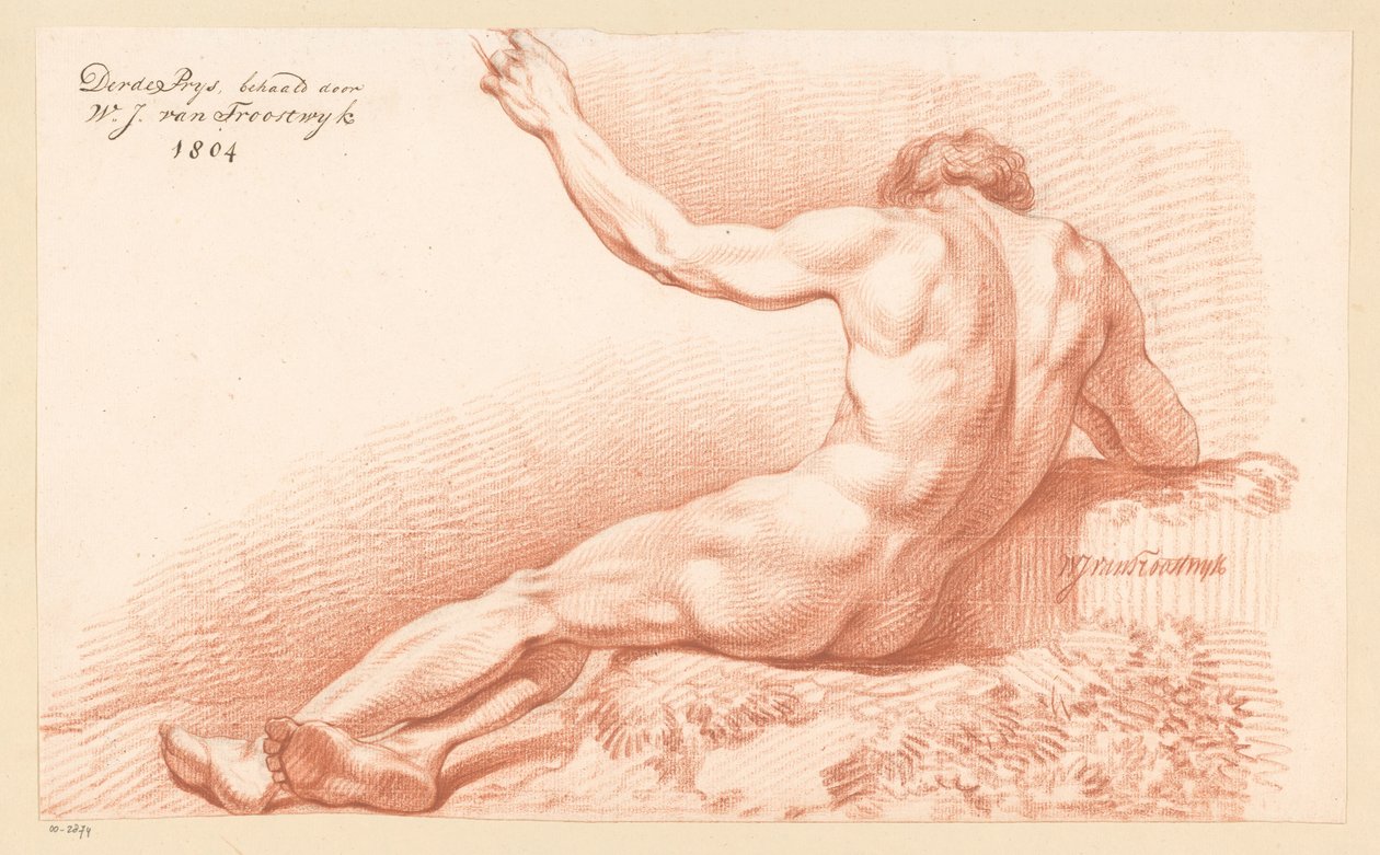 Sedící mužský akt, viděno zezadu (3. cena 1804) od Wouter Johannes van Troostwijk