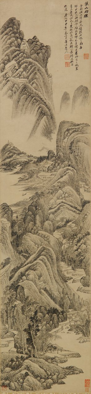 Potoky a hory po dešti, dynastie Čching, 1704 (inkoust na papíře) od Wu Li