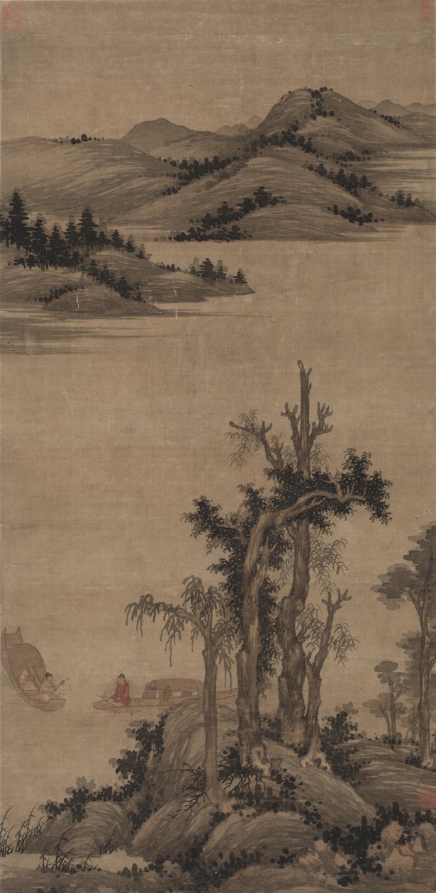 Rybáři-poustevníci v Stream and Mountain, 1300s. od Wu Zhen