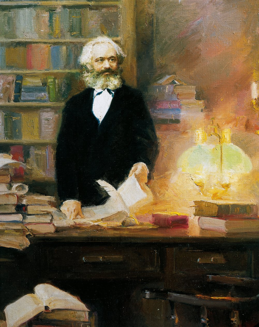 Karl Marx ve svém ateliéru od Wun Zhang
