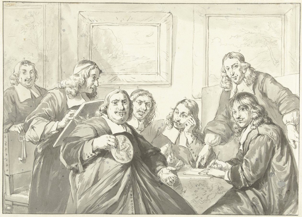 Dozorci Cechu svatého Lukáše v Haarlemu, 1675. od Wybrand Hendriks