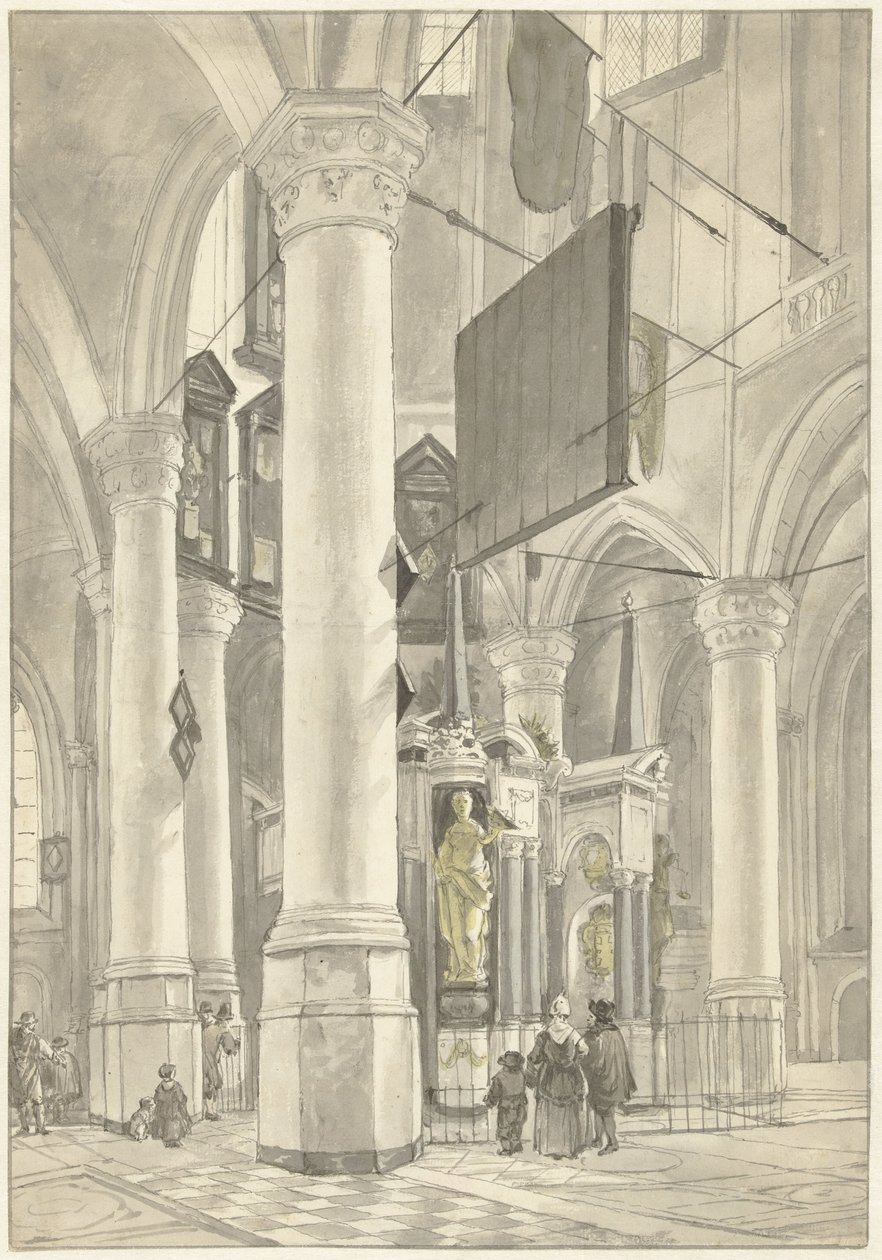 Pohled na Nieuwe Kerk v Delftu s hrobem Viléma Oranžského od Wybrand Hendriks