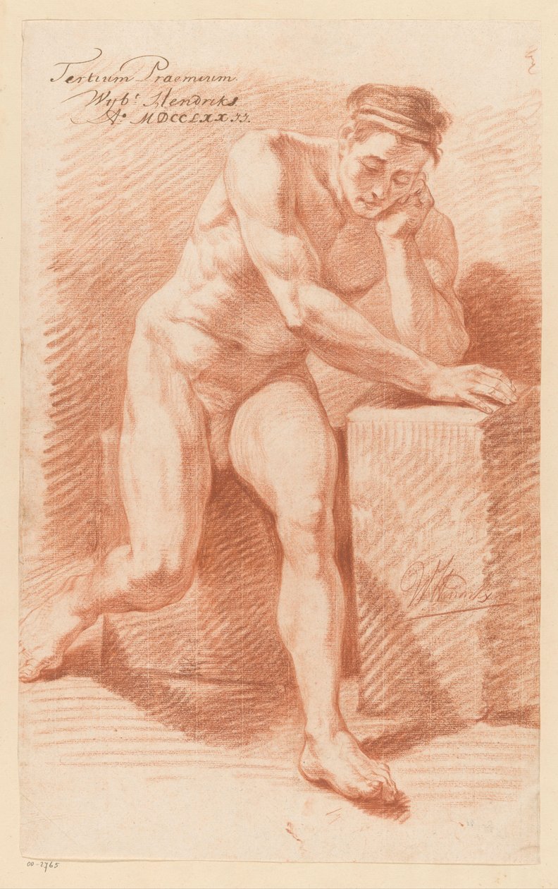 Sedící mužský akt, při pohledu zepředu (3. cena 1772) od Wybrand Hendriks