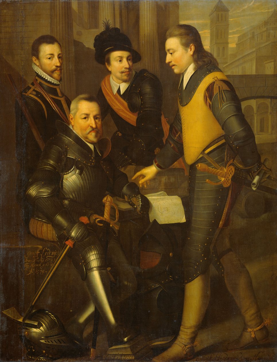 Skupinový portrét čtyř bratrů Viléma I., asi 1630 (olej na plátně) od Wybrand Simonsz. de Geest