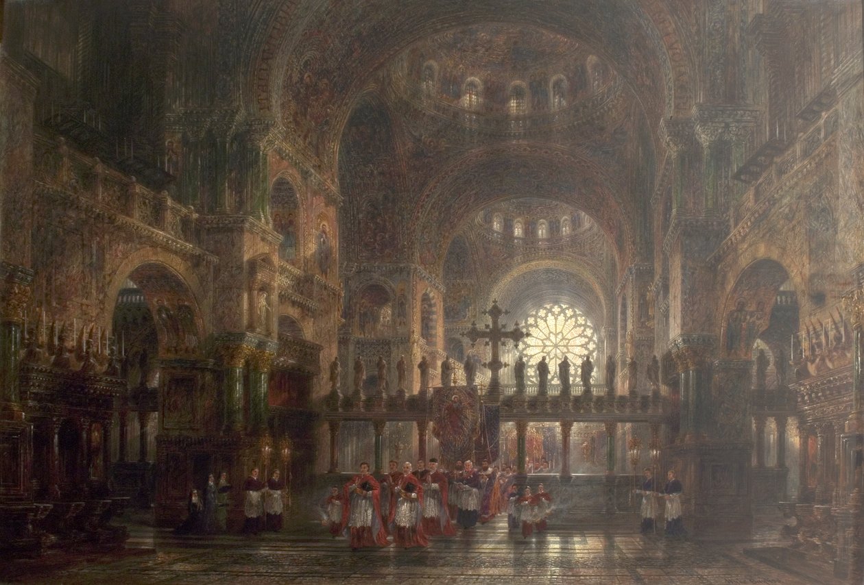 Interiér baziliky svatého Marka, Benátky, Itálie, 1877 od Wyke Bayliss