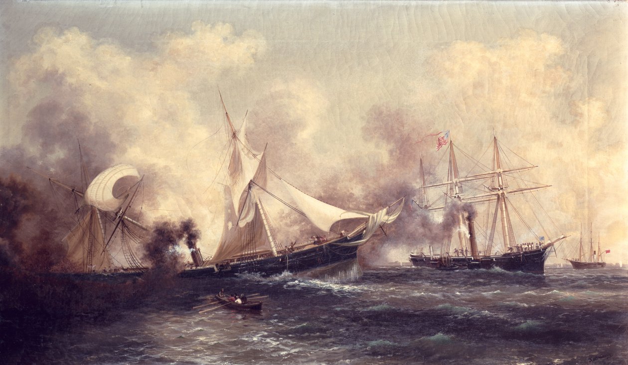 U.S.S. Kearsarge potopení Alabamy od Xanthus Russell Smith