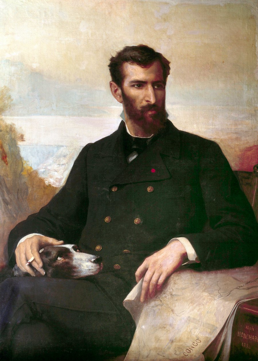 Portrét Pierra Savorgnana de Brazza (olej na plátně od Xavier Alphonse Monchablon