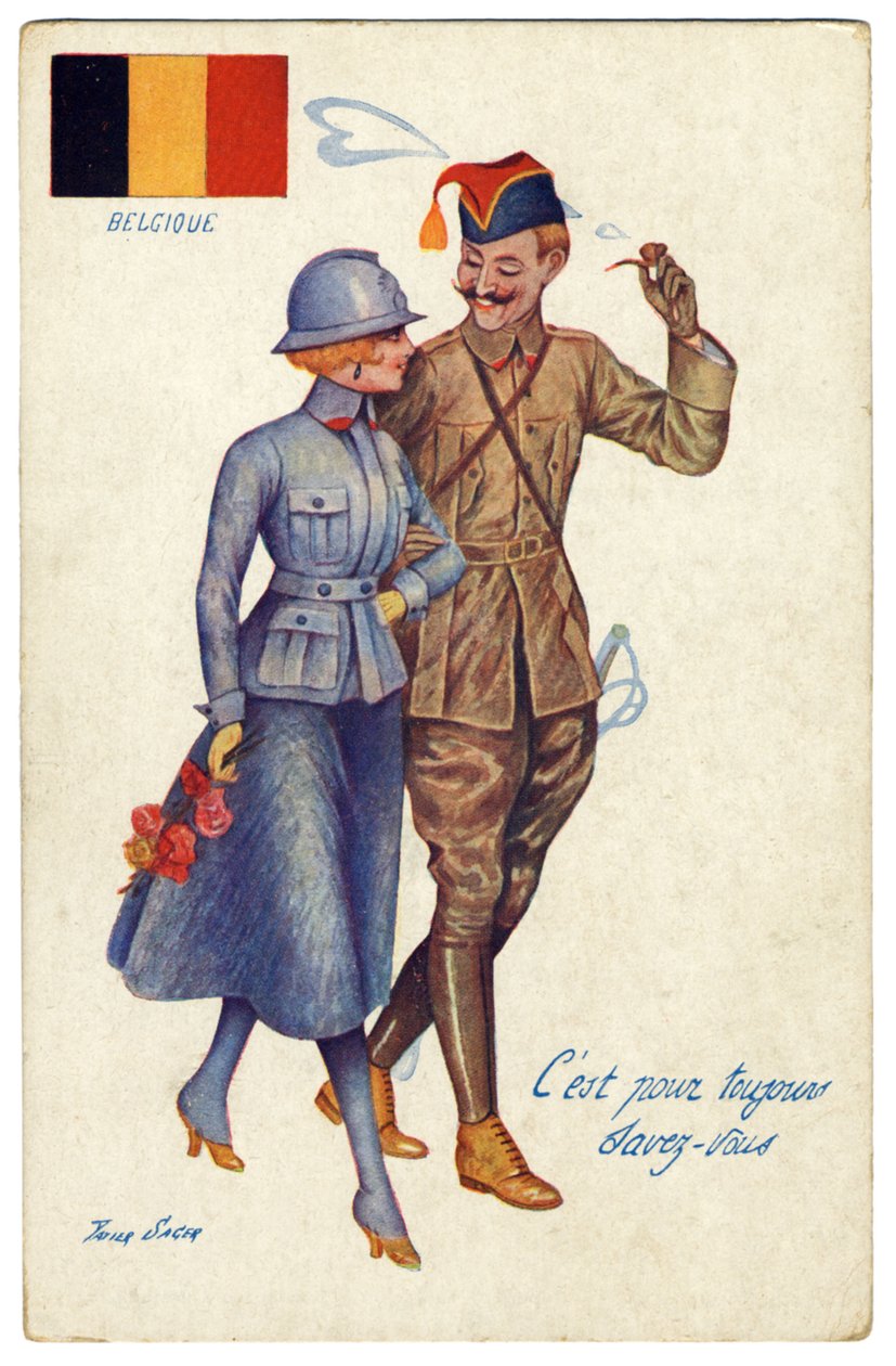 Belgická pohlednice z první světové války Harmonie mezi spojenci, cca 1917 od Xavier Sager