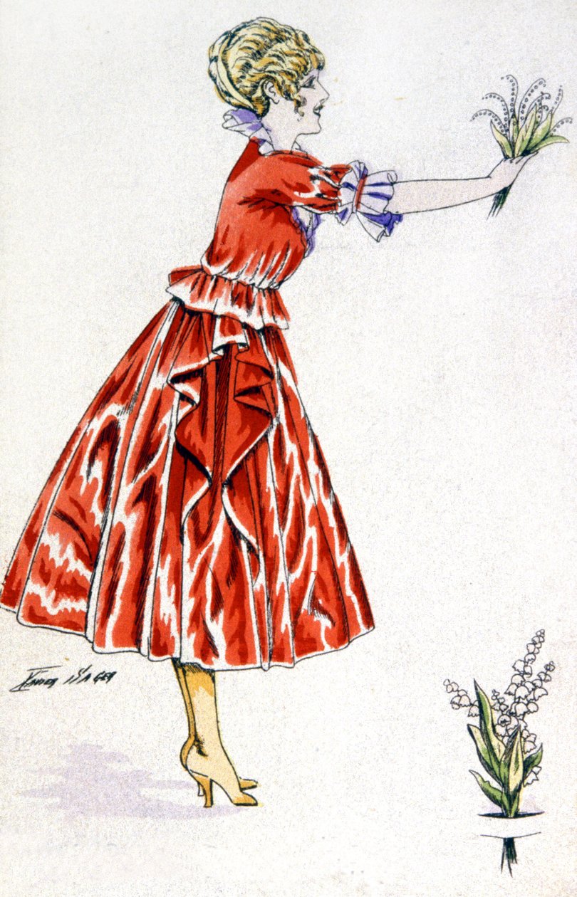 Konvalinka pro štěstí, c. 1930 (pohlednice) od Xavier Sager