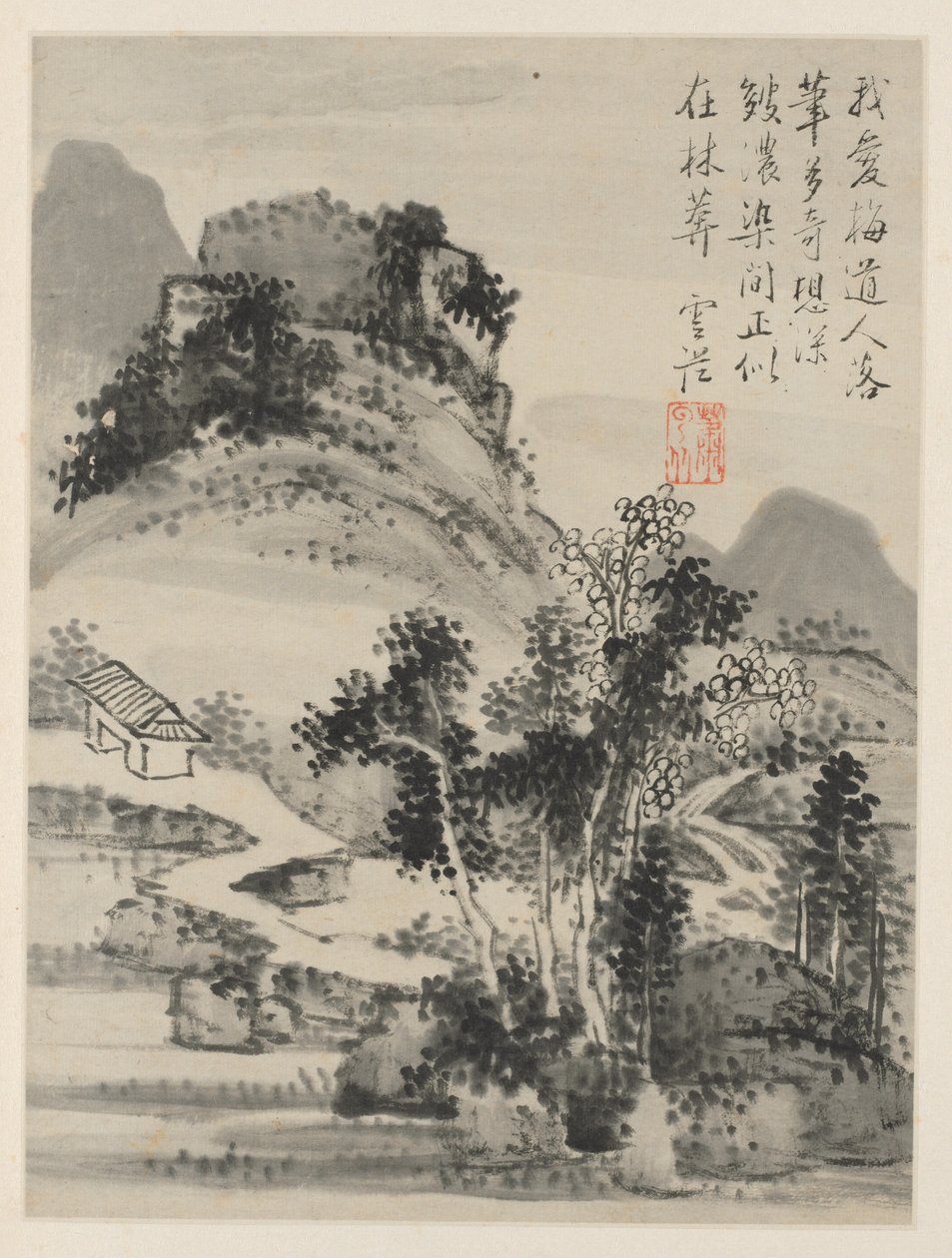 Album Seasonal Landscapes, list D předchozí list 2, 1668. od Xiao Yuncong