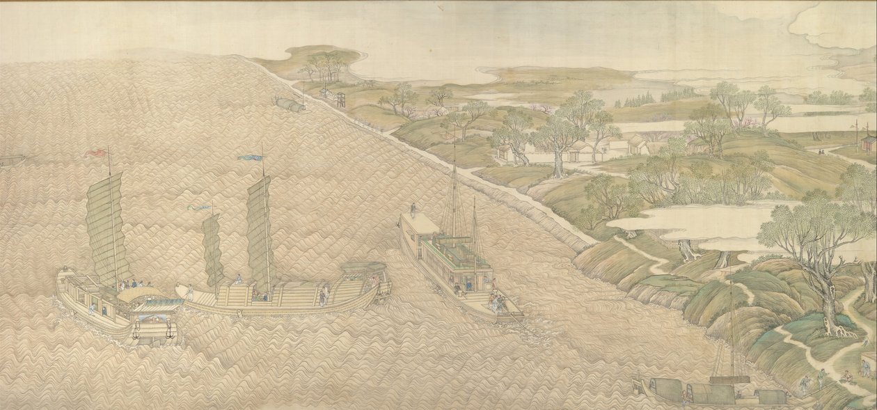 The Qianlong Emperors Southern Inspection Tour, Scroll Four: The Confluence of the Huai..., 1770. od Xu Yang