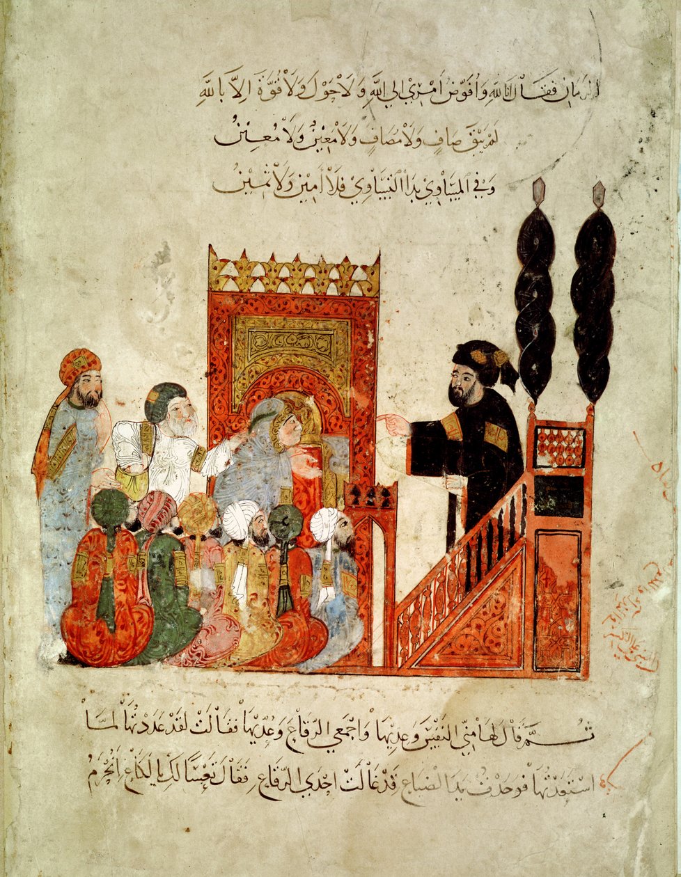 Paní Ar 5847 f.18v, Abou Zayd kázání v mešitě, z 