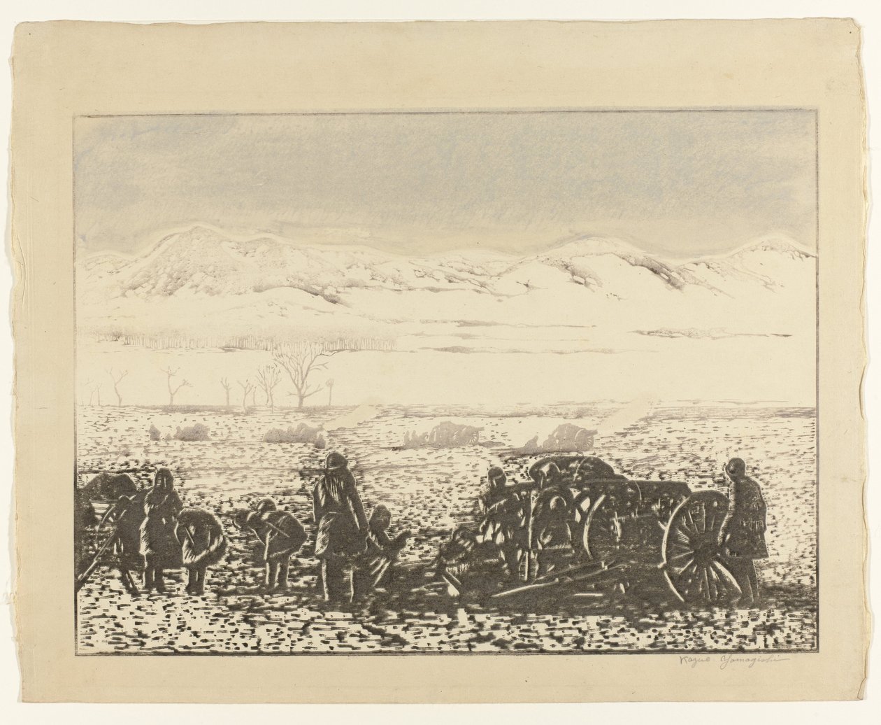 válečná krajina Senso fukei od Yamagishi Kazue (signed by artist)