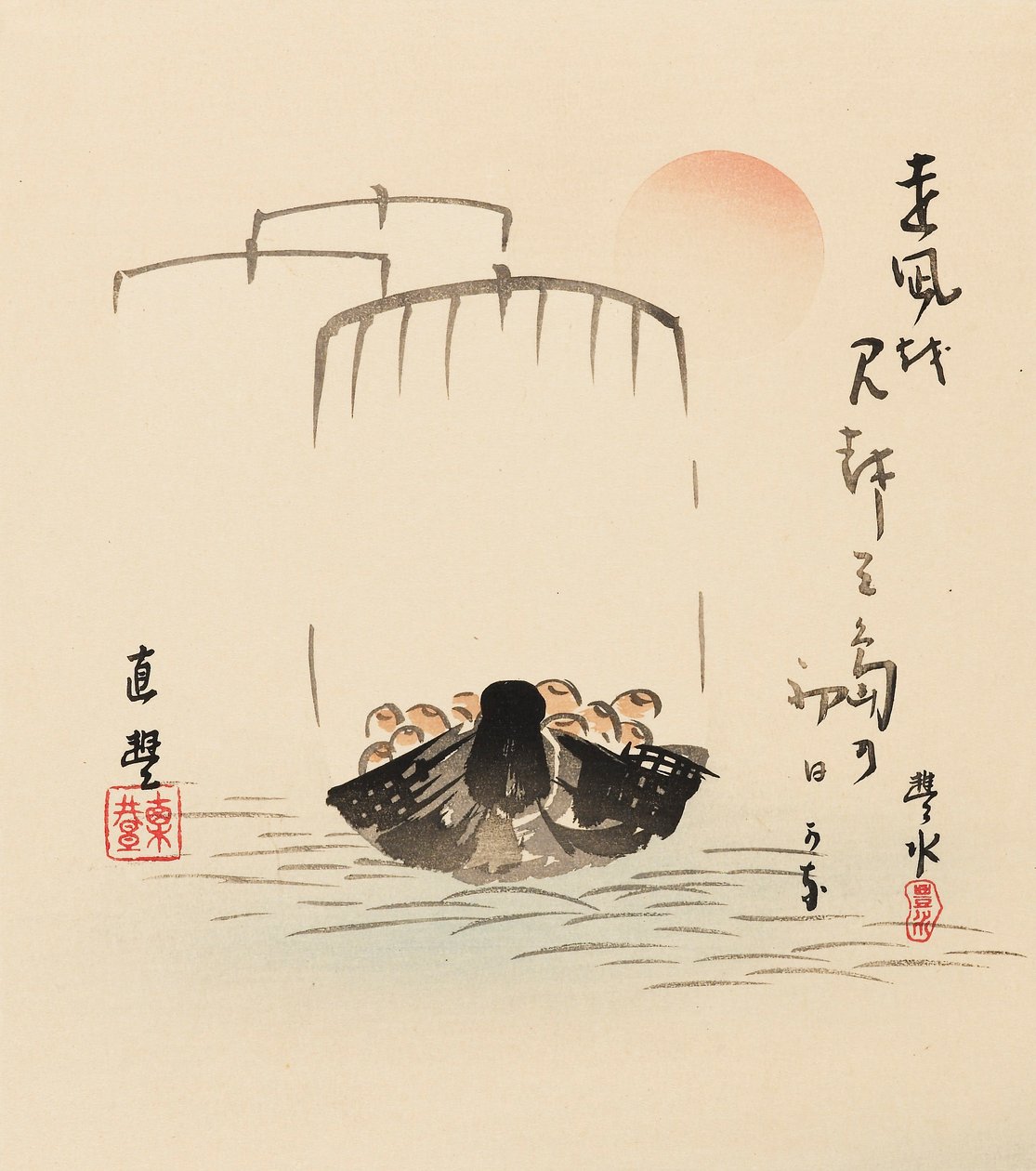 Dřevotisk - Takarabune, konec 19. století od Yamamoto Hosui