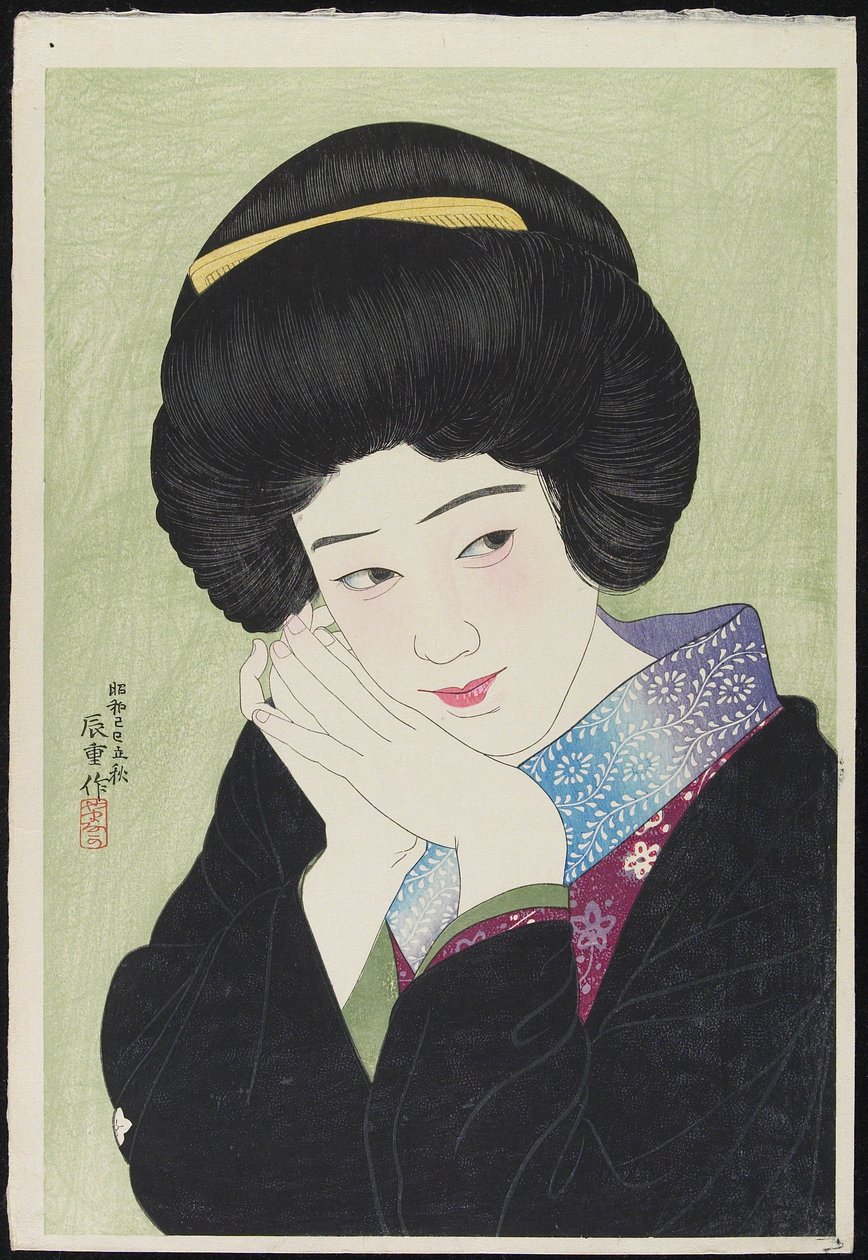 Herečka Sakai Yoneko, srpen 1929 (barevný dřevořez) od Yamanaka Kodo 1869 1945 Yamanaka Kodo 1869 1945