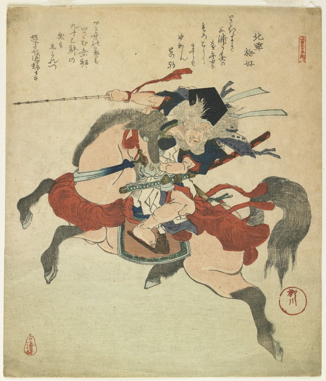 (Bojovník na svém koni) od Yanagawa Shigenobu