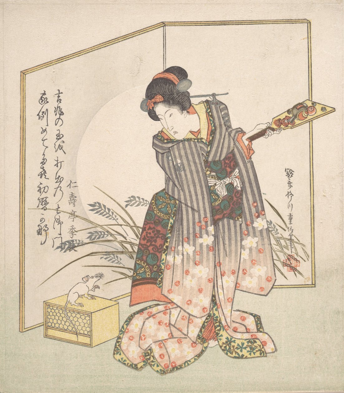 Novoroční přání pro rok krysy, 1828. od Yanagawa Shigenobu