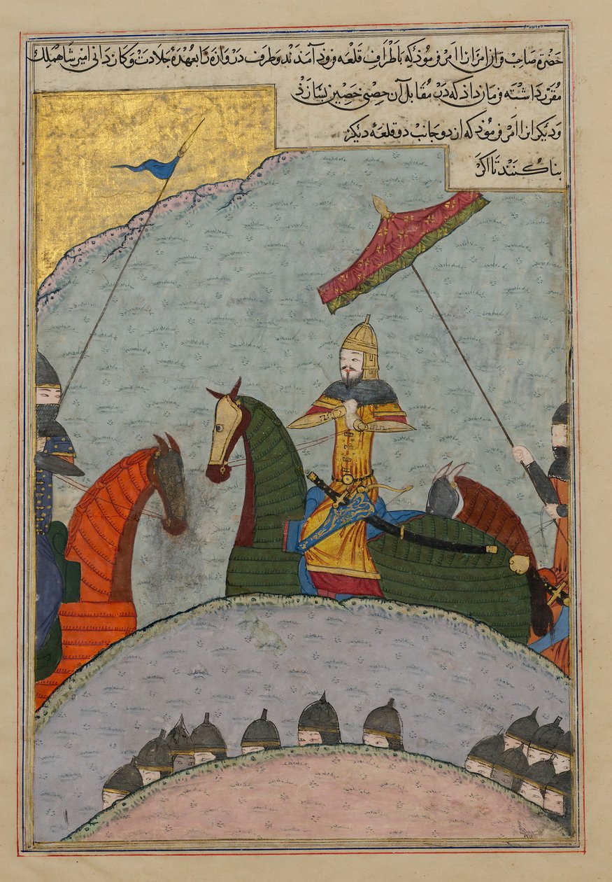 Timur před bitvou, Folio from a Dispersed Copy of the Zafarnama..., A.H. 839 AD. 1436. od Ya