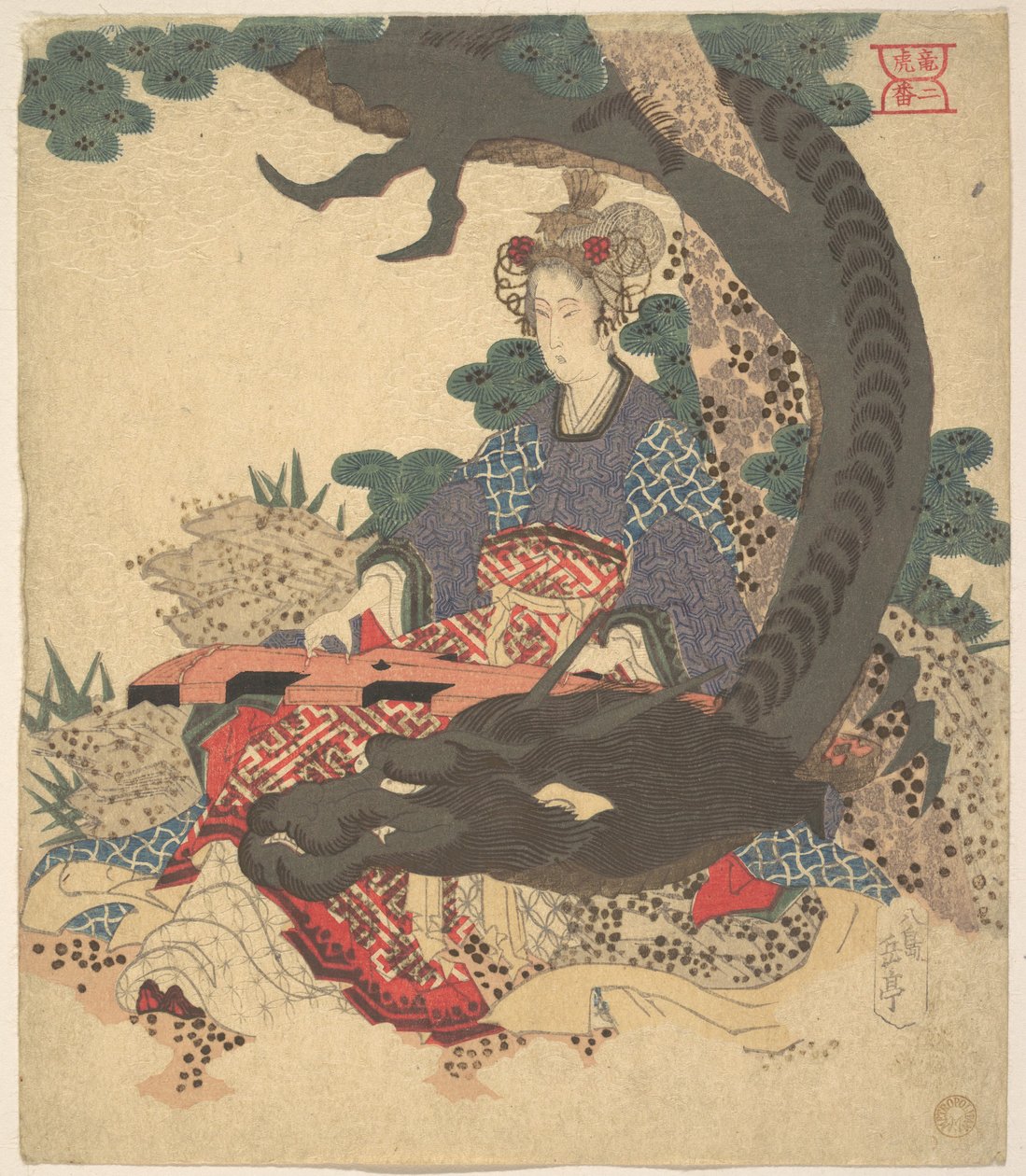 Benzaiten a drak od Yashima Gakutei