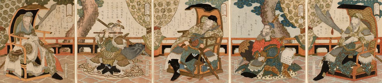 Pět tygřích generálů z Příběhů vodního kraje (Suikoden Goko Shogun) od Yashima Gakutei