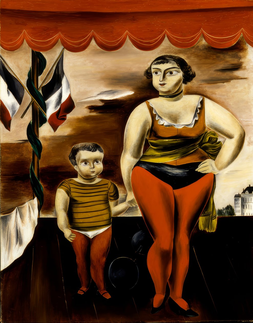 Silná žena a dítě od Yasuo Kuniyoshi