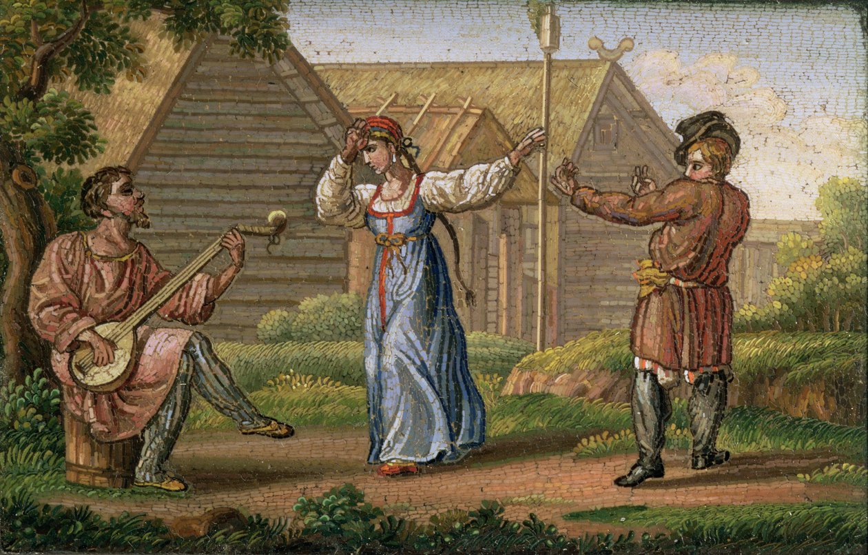 Ruský tanec, Jegor Jakovlevič Vekler (1800-61), asi 1830 (mozaika) od Yegor Yakovlevich Vekler