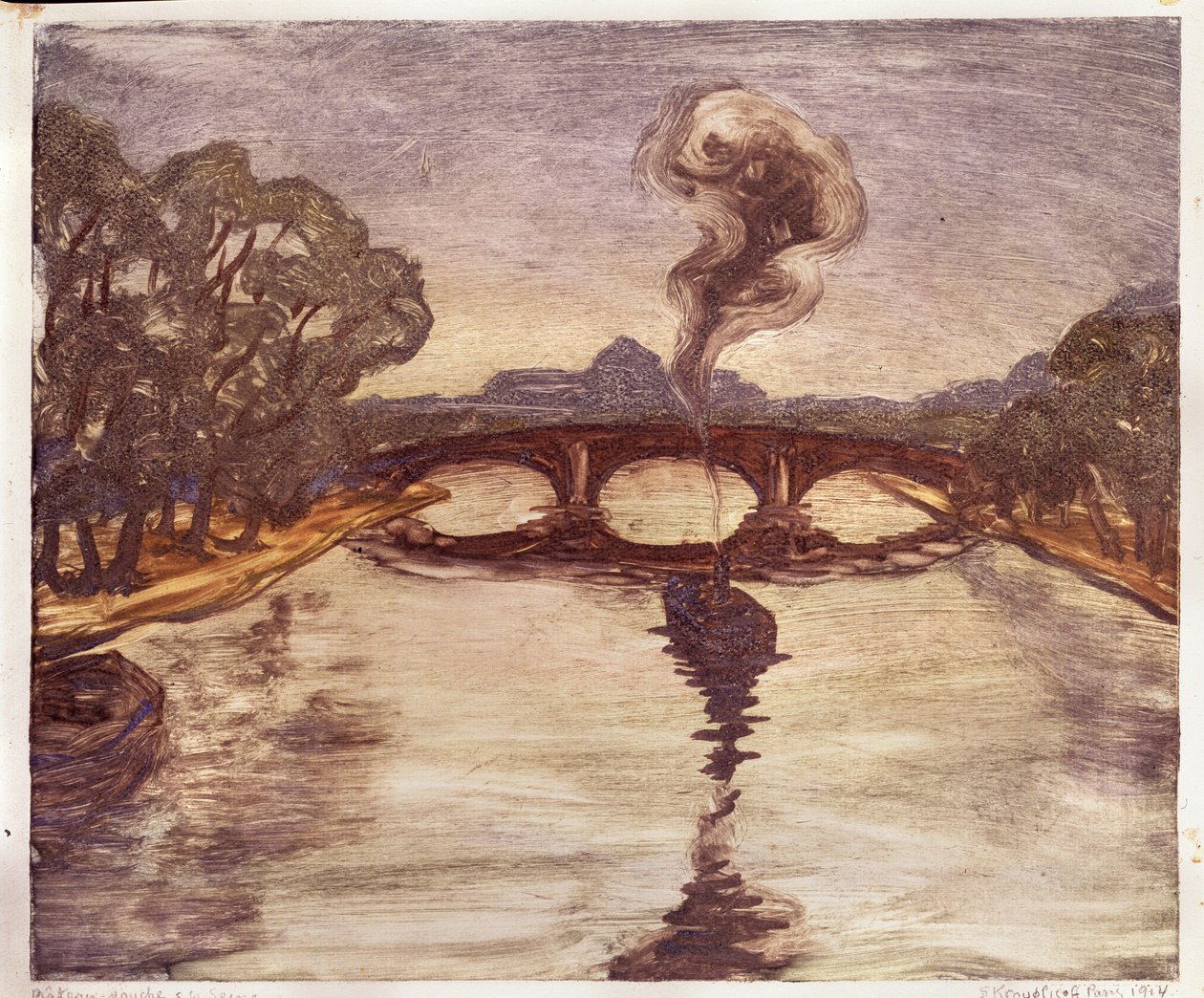 Loď na Seině, 1914 od Yelisaveta Sergeyevna Kruglikova
