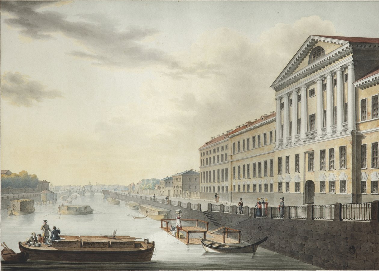 Pohled na řeku Fontanka z Izmailovského mostu, 1820-1823 od Yermolai Ivanovich Yesakov