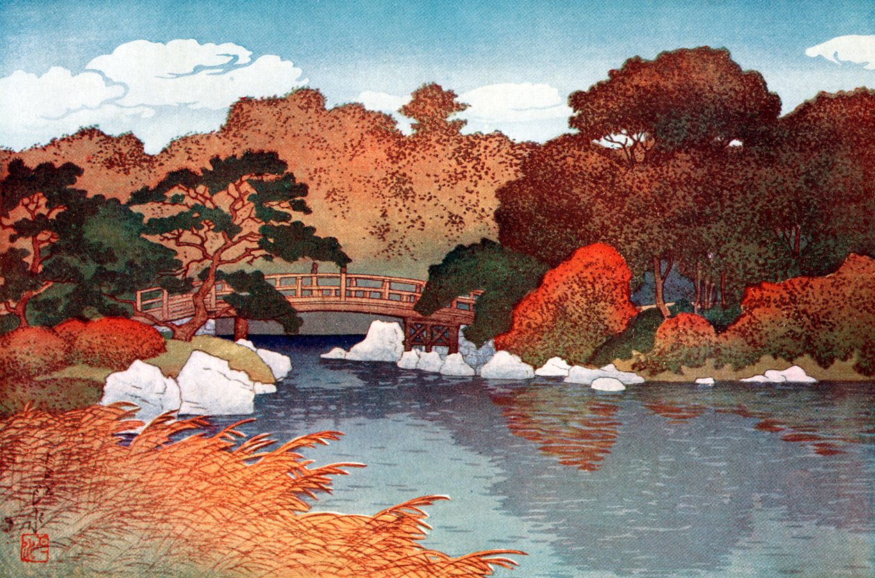Podzim ve sto květinové zahradě v Muko-Jima, c1900-1950. od Yoshida Hiroshi