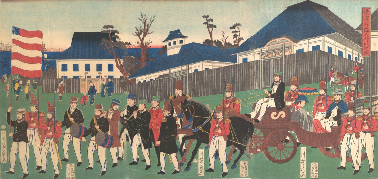Obrázek Procesí cizinců v Jokohamě, 2. měsíc, 1861. od Yoshikazu