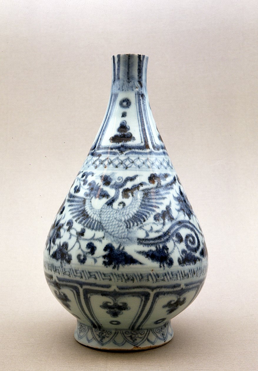 Modrá a bílá váza, dynastie Yuan (1206-1368) (keramika) od Yuan Dynasty Chinese School