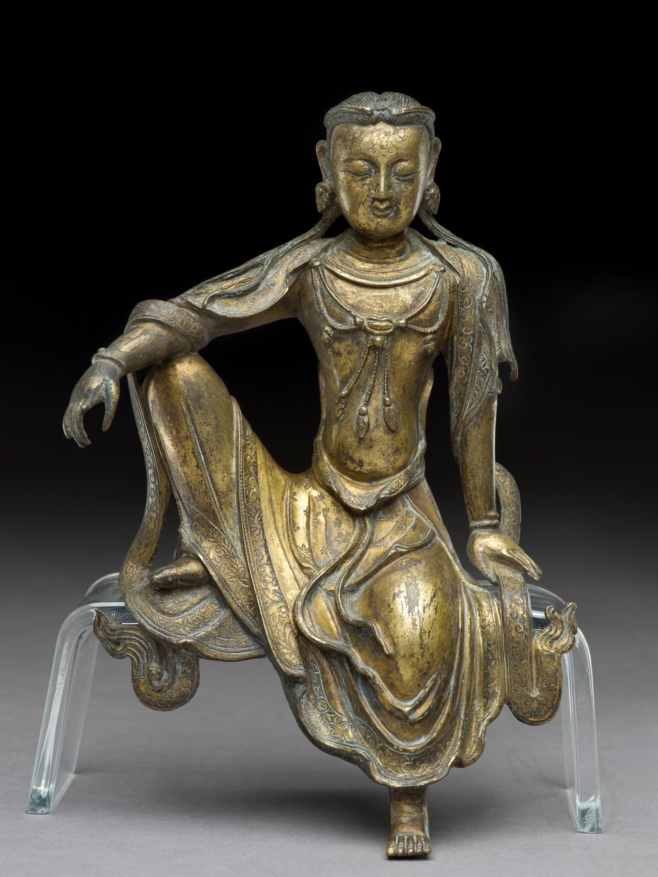 Bódhisattva Avalokitéšvara, dynastie Yuan (zlacený bronz) (viz také 119004) od Yuan Dynasty Chinese School