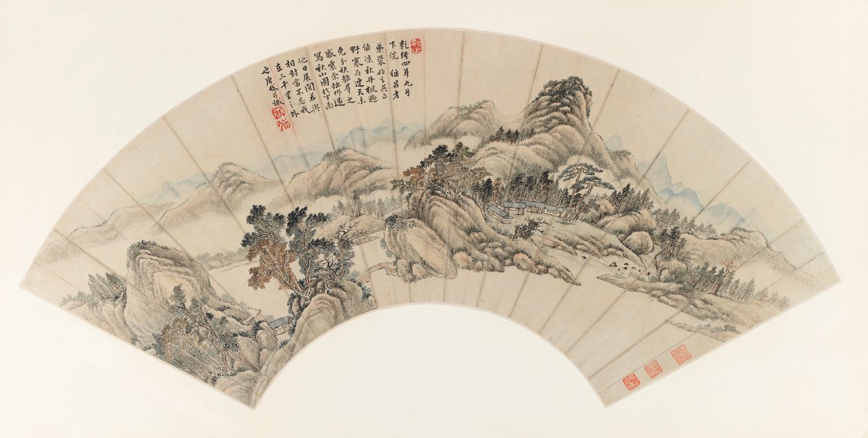 Podzimní hory pro Jichang (Chi-ch-ang), 1739 (inkoust a barva na papíře) od Yudong Tang Dai