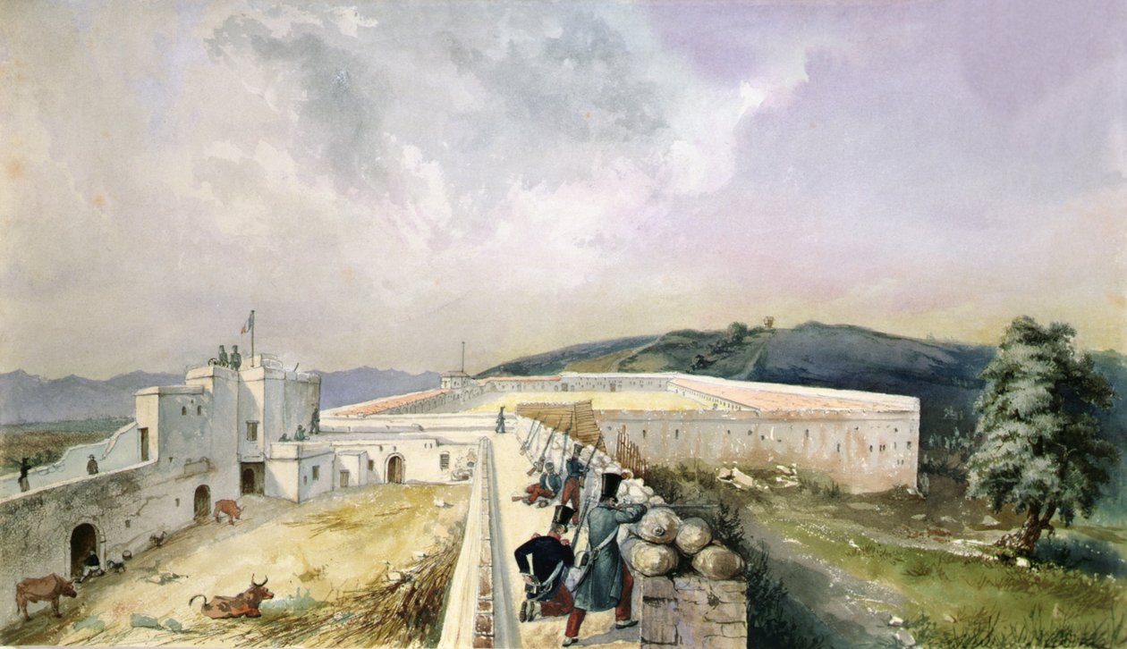 Pohled na experimentální farmu na okraji Alžíru, cca 1830-31 (akvarel na papíře) od Yung Yung