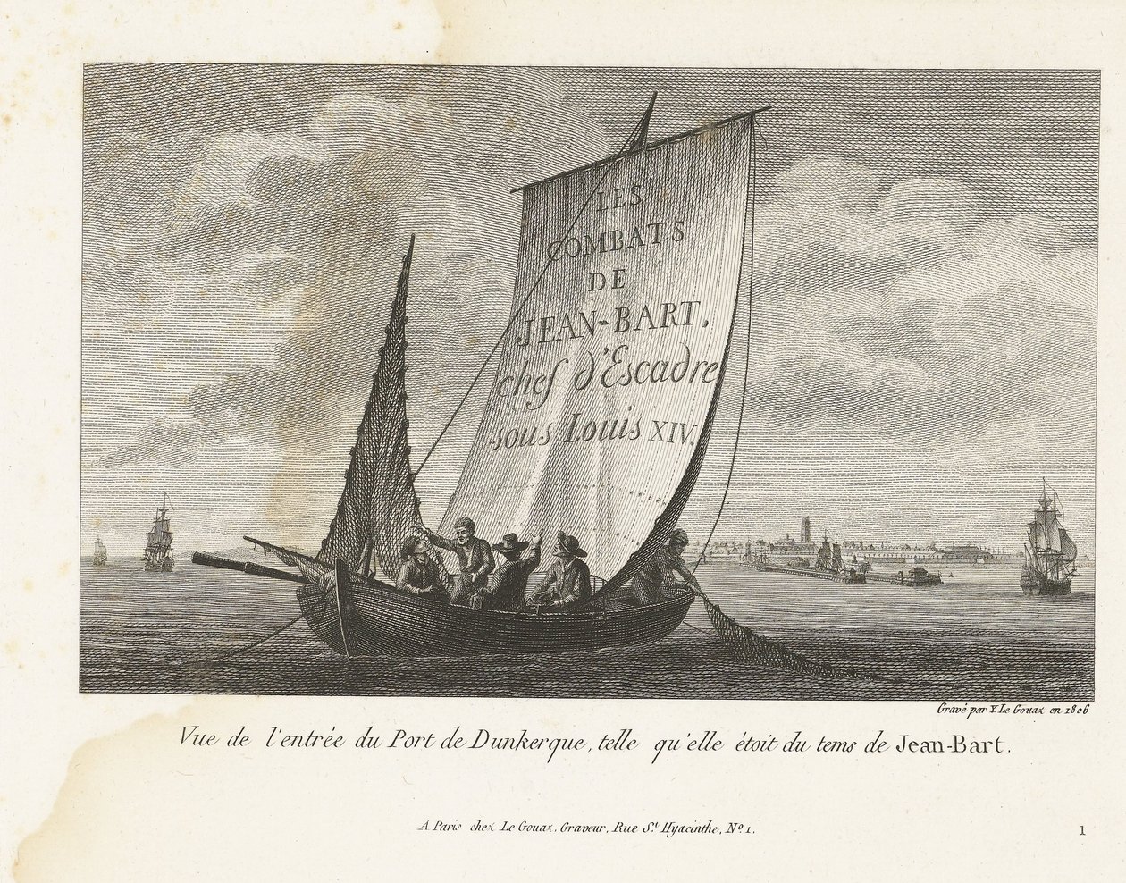 Ingang tot de Haven van Duinkerke, ca. 1693-1694 Pohled na vjezd do přístavu Dunkerque, jak to bylo za časů Jean-Bart (název na objektu) Sbírka bojů Jeana-Barta, velitele letky za Ludvíka XIV (název série) od Yves Marie Le Gouaz