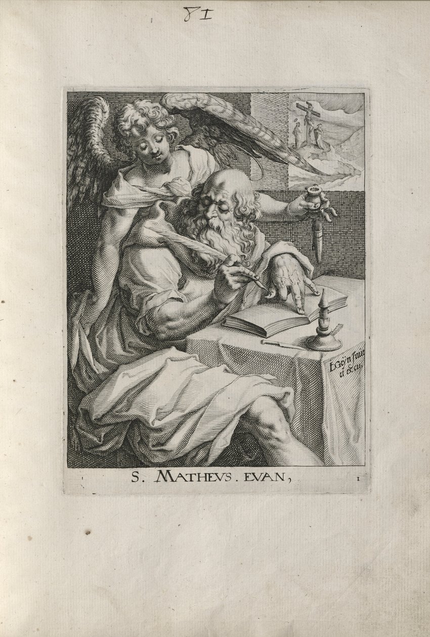 Svatý Matouš, deska 1 ze Čtyř evangelistů od Zacharias Dolendo