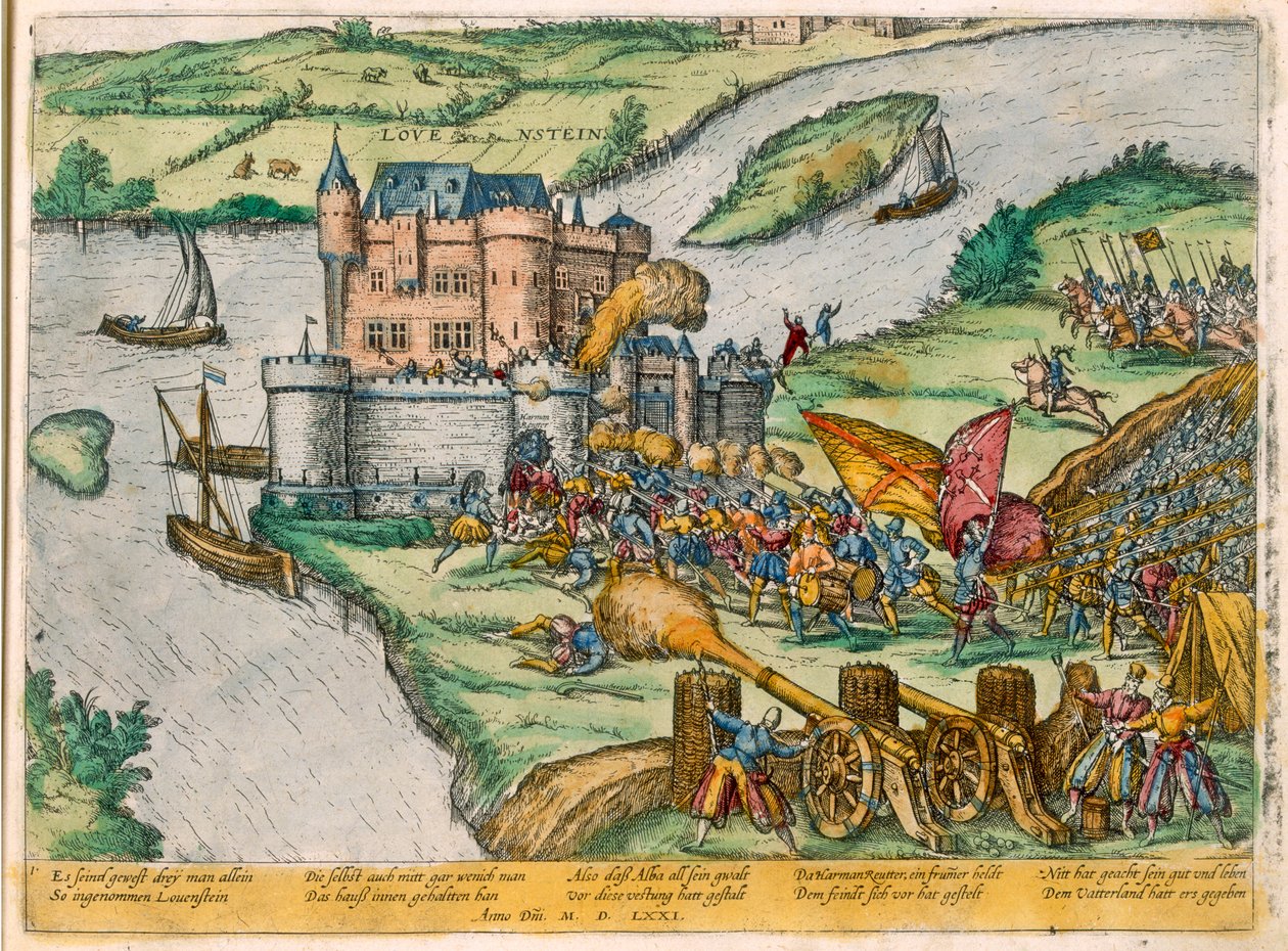 Obléhání Louvain a hrdinství Harmana Reutera proti španělským vojskům, 1571 od Zacharias Dolendo