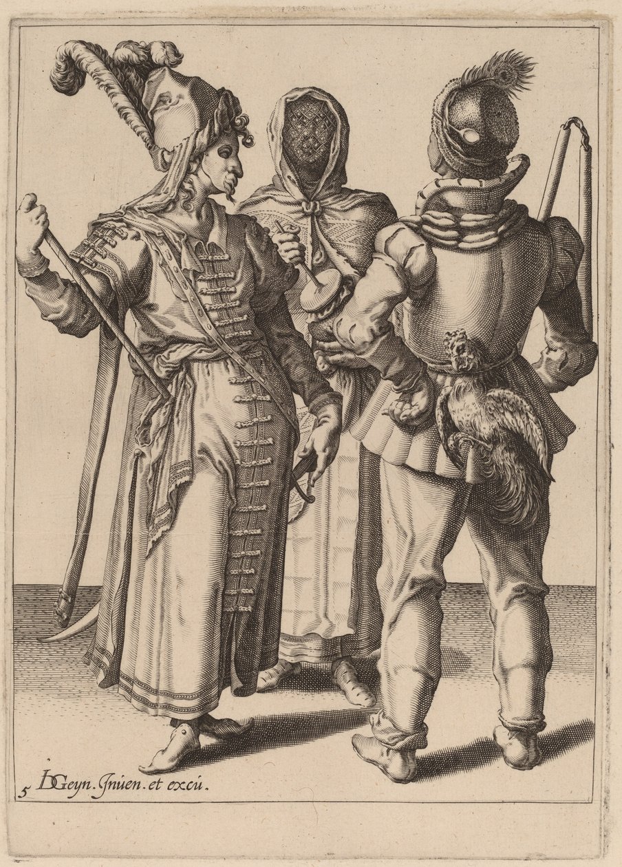 Grandee, rolník a zahalená žena od Zacharias Dolendo after Jacques de Gheyn II