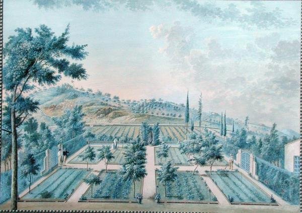 Pohled na zahradu M. Reverdita poblíž Toulonu, Francie (kvaš na papíře) od Zacharie Felix Doument
