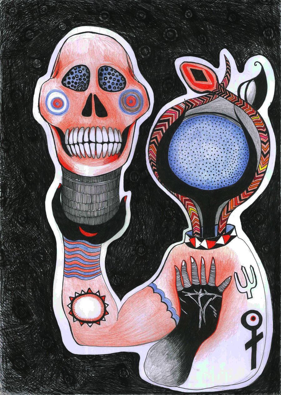 Inside-Out, 2012 (pero, inkoust a barevné tužky na papíře) od Zanara Sabina Nedelcheva Williams