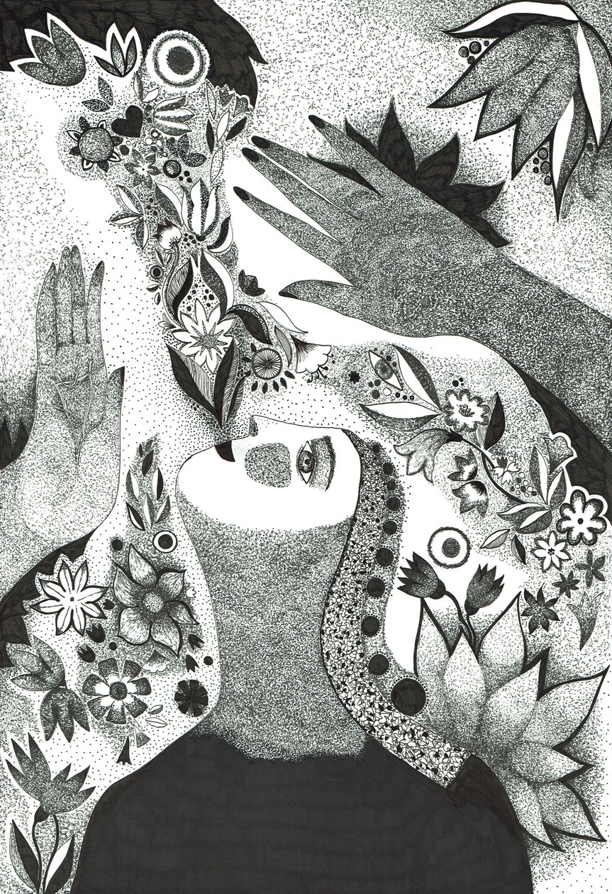 Soul Flowers, 2019 (kresba tuší na papíře) od Sabina Nedelcheva Williams