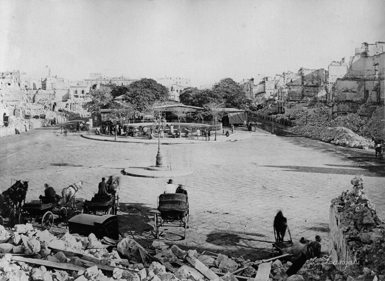 Náměstí Mansheyya po bombardování Alexandrie, 1882 od Zangaki Brothers