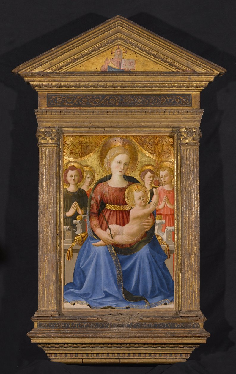 Panna a dítě se čtyřmi anděly a Vykupitelem od Zanobi di Benedetto Strozzi